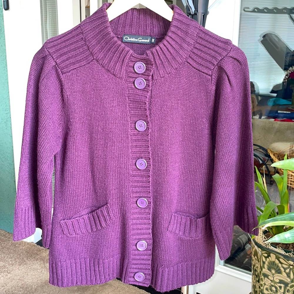 Christine Gerard Purple Cardigan, Medium